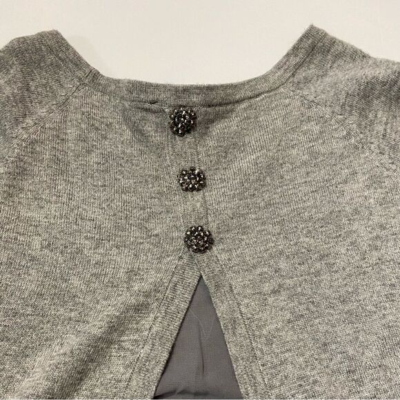 ii Sisters Heathered Gray Angora Fur Rhinestone Split Back Sweater Women's Med. - Picture 11 of 12